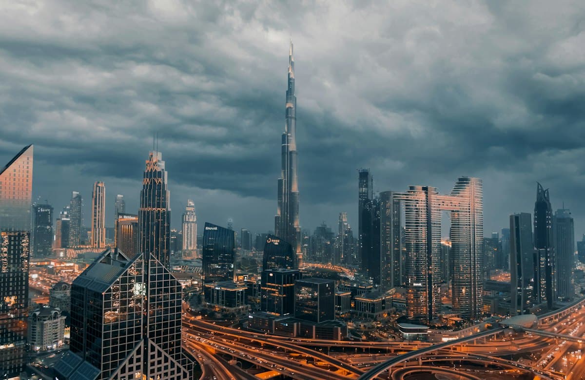 The Burj Khalifa above Downtown Dubai