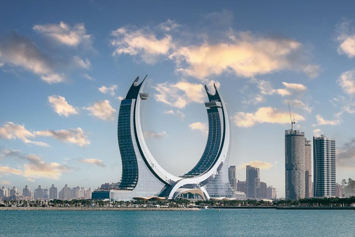 Katara Towers on the waterfront in Lusail, Qatar