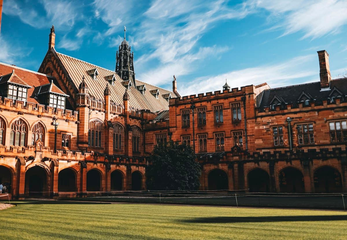 The clock tower of the Quadrangle at the University of Sydney
