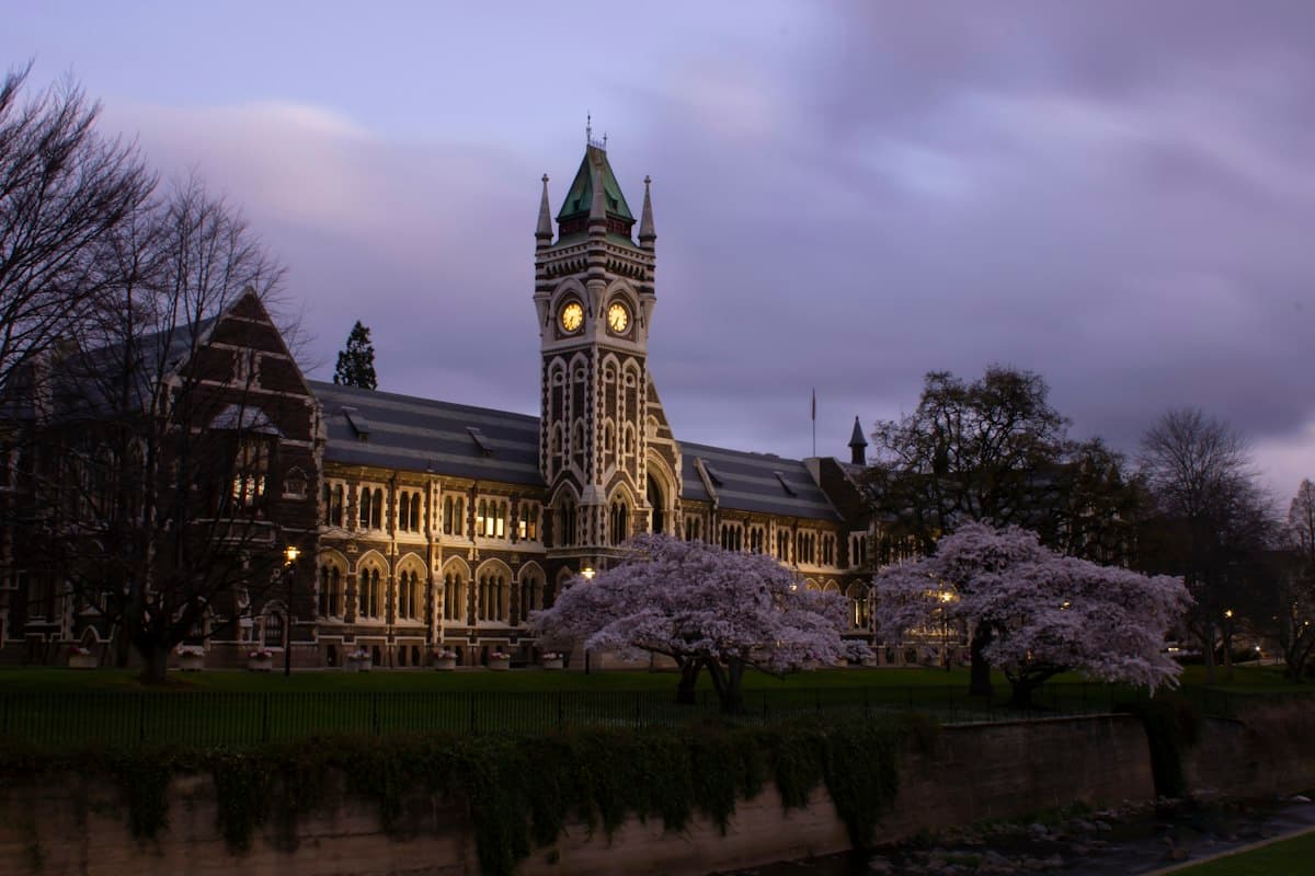 The clocktower building of the University of Otago in Dunedin